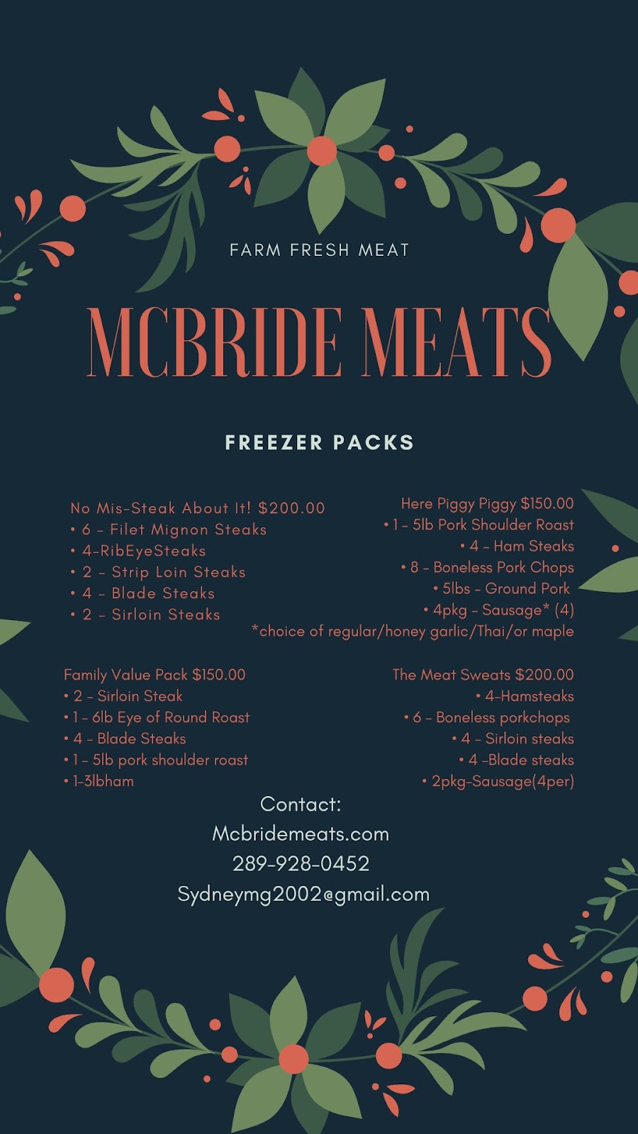 McBride Meats | 500 County Rd 2, Port Hope, ON L1A 3V7, Canada | Phone: (289) 928-0452