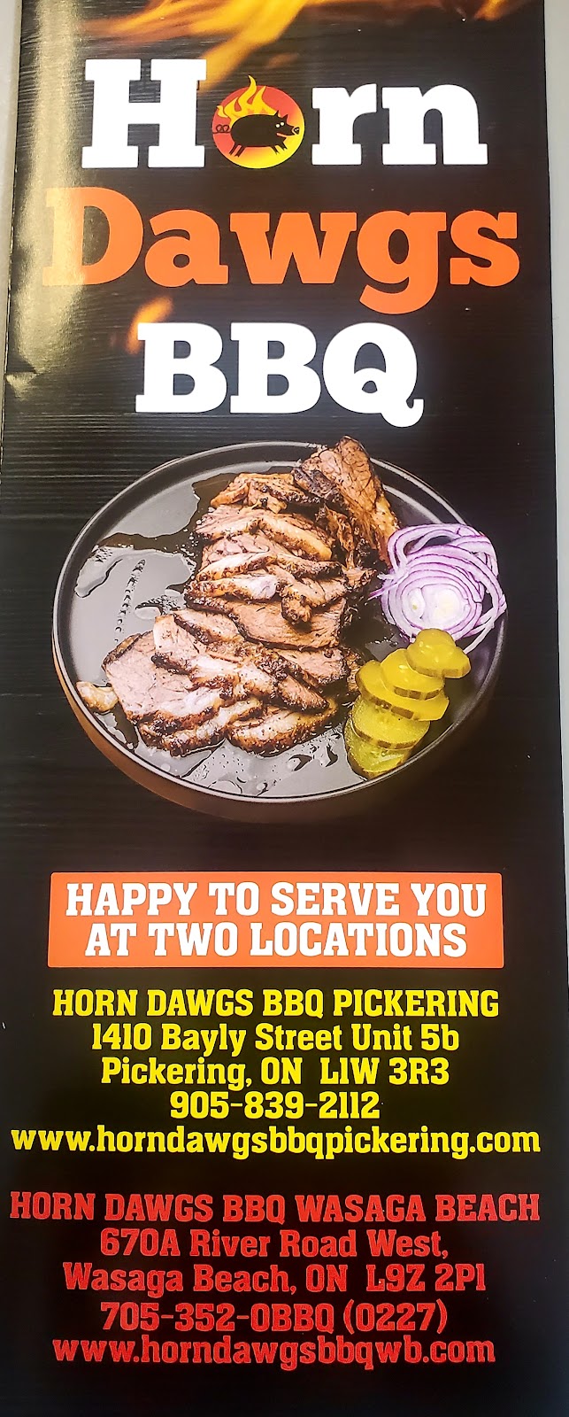 Horn Dawgs BBQ Wasaga Beach | 670A River Rd W, Wasaga Beach, ON L9Z 2P1, Canada | Phone: (705) 352-0227