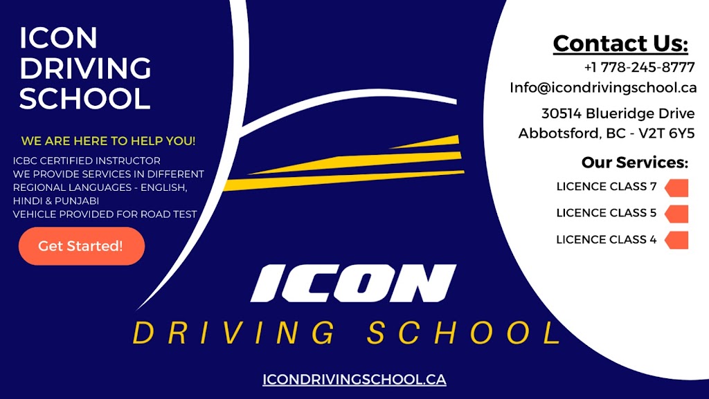 ICON Driving School | 30514 Blueridge Dr, Abbotsford, BC V2T 6Y5, Canada | Phone: (778) 245-8777