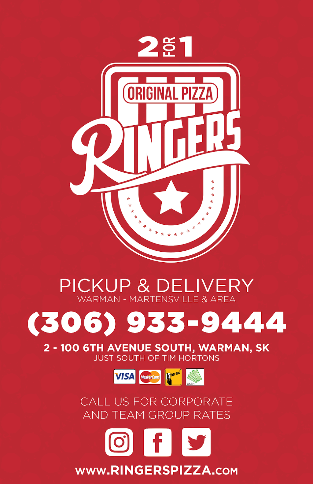 Ringers Original Pizza | 2-100 6 Ave S, Warman, SK S0K 4S0, Canada | Phone: (306) 933-9444