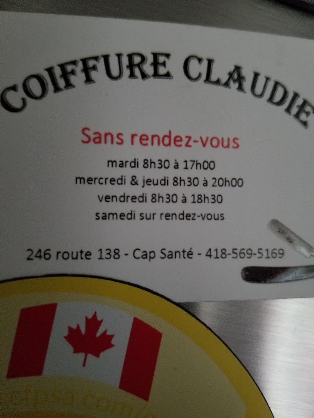 Coiffure Claudie | 246 QC-138, Cap-Santé, QC G0A 1L0, Canada | Phone: (418) 569-5169