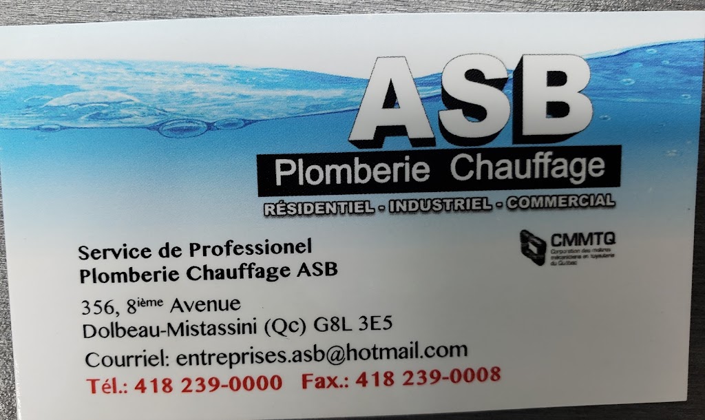 Plomberie chauffage ASB | 415 8e Av, Dolbeau-Mistassini, QC G8L 0K5, Canada | Phone: (418) 239-0000