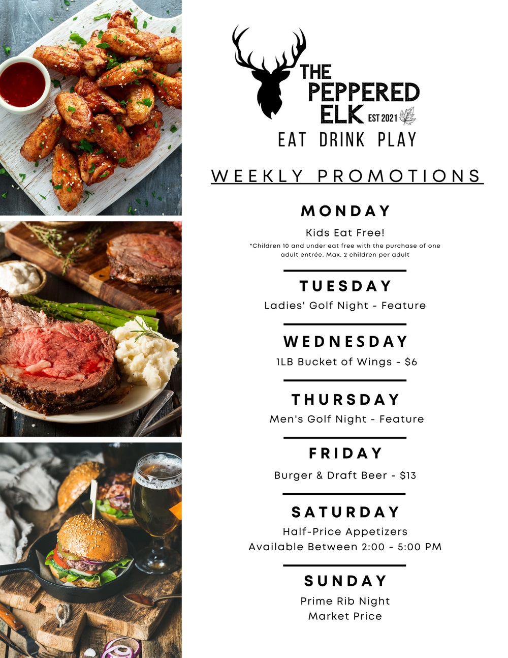 The Peppered Elk | 3519 46 St, Ponoka, AB T4J 1R5, Canada | Phone: (780) 851-2282