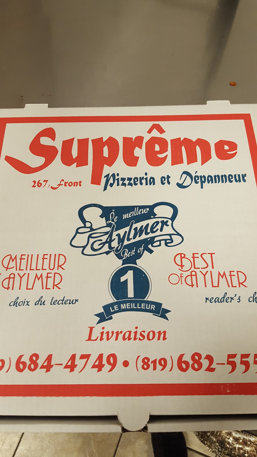 Pizzeria Supreme | 267 Rue Front, Gatineau, QC J9H 6Z9, Canada | Phone: (819) 684-4749