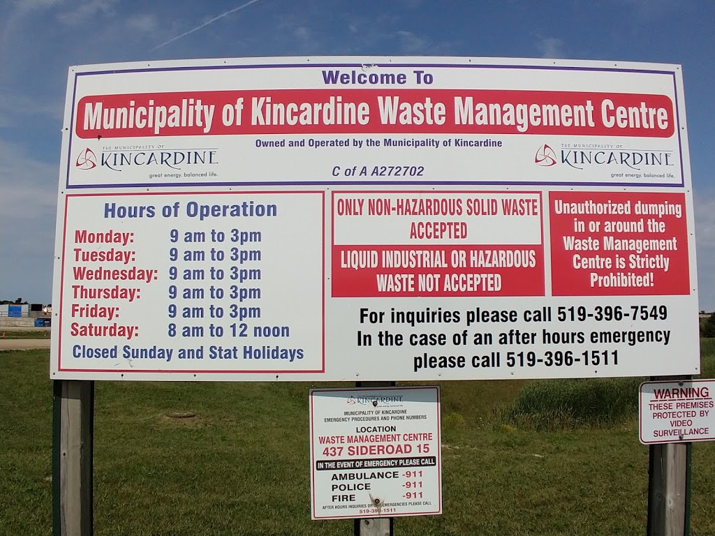 Kincardine Landfill | 437 Sideroad 15 N, Tiverton, ON N0G 2T0, Canada | Phone: (519) 396-7549