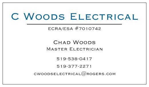 C Woods Electrical | 167 Gardiner St, Meaford, ON N4L 1W6, Canada | Phone: (519) 538-0417