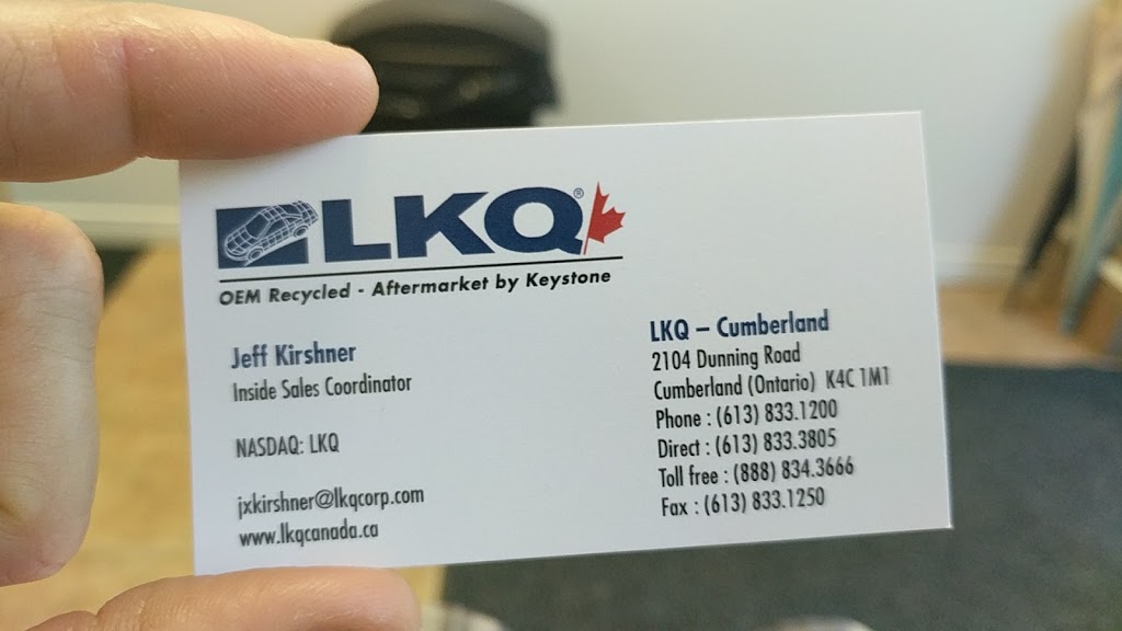 LKQ Canada Auto Parts - Sonshine | car repair | 2104 Dunning Rd, Cumberland, ON K4C 1M1, Canada | 8005555555 OR +1 800-555-5555