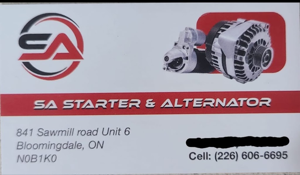 SA Starter & Alternator | 841 Sawmill Rd #6, Bloomingdale, ON N0B 1K0, Canada | Phone: (226) 606-6695
