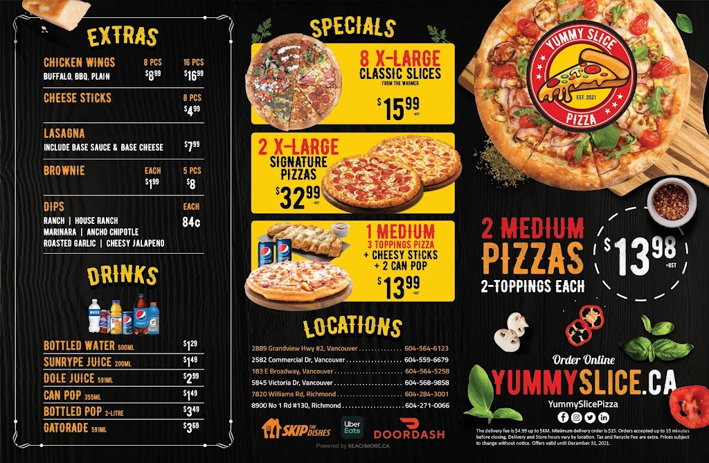 Yummy Slice Pizza | restaurant | 8900 No 1 Rd #130, Richmond, BC V7C 4C1, Canada | 6042710066 OR +1 604-271-0066