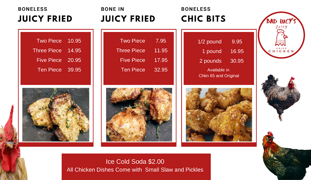 Bad Lucys Juicy Fried Chicken | 320 Bayfield St Unit 49, Barrie, ON L4M 3C1, Canada | Phone: (705) 735-2000