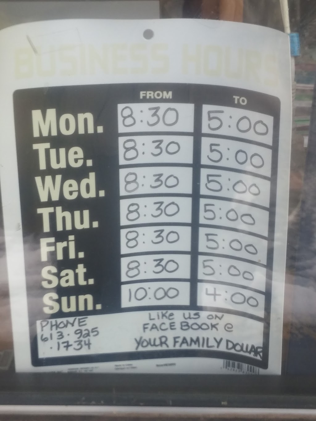 Your Family Dollar | 109 Churchill Rd E, Prescott, ON K0E 1T0, Canada | Phone: (613) 925-1734