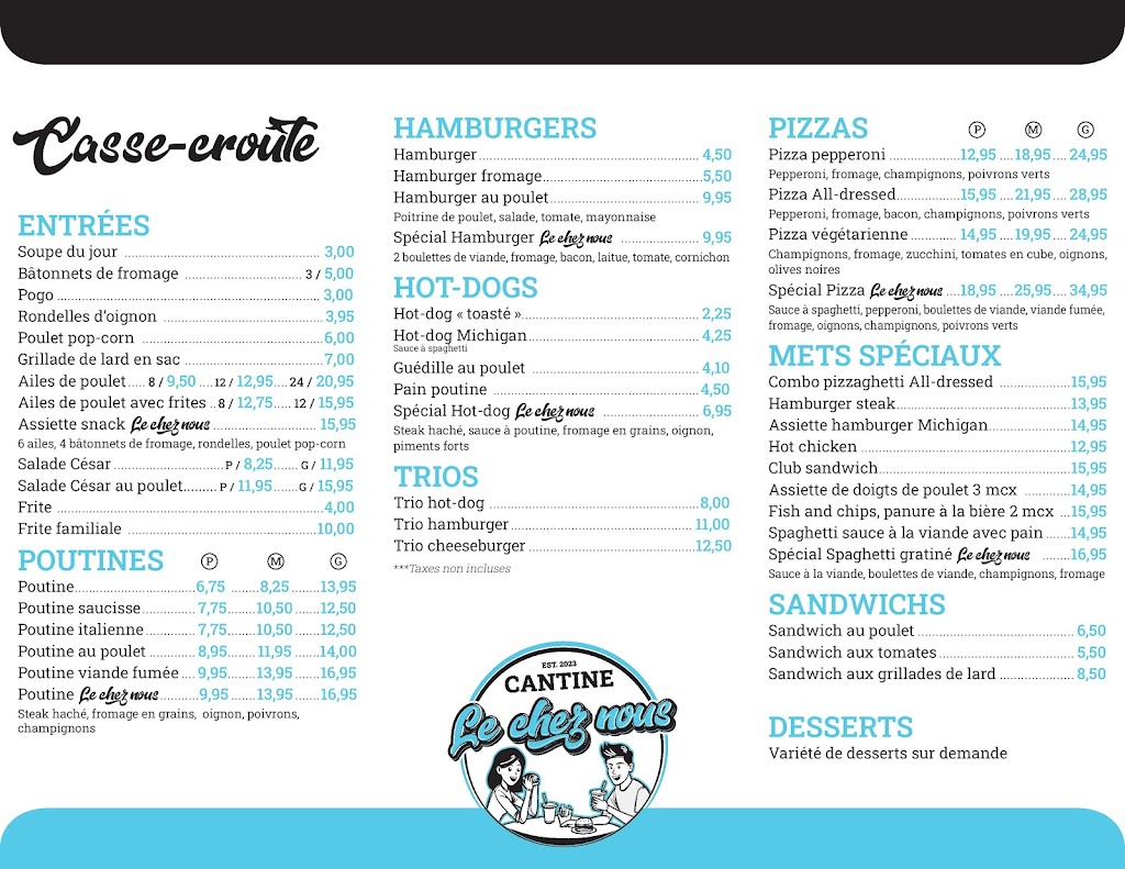 Cantine Le Chez Nous | 3449 Rue de lIndustrie, Saint-Mathieu-de-Beloeil, QC J3G 0R9, Canada | Phone: (579) 888-7722