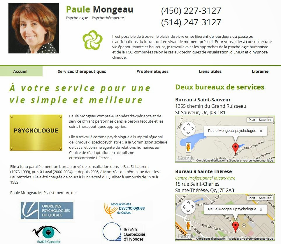Paule Mongeau Psychologue EMDR | 1355 Chemin du Grand Ruisseau, Saint-Sauveur, QC J0R 1R1, Canada | Phone: (514) 247-3127