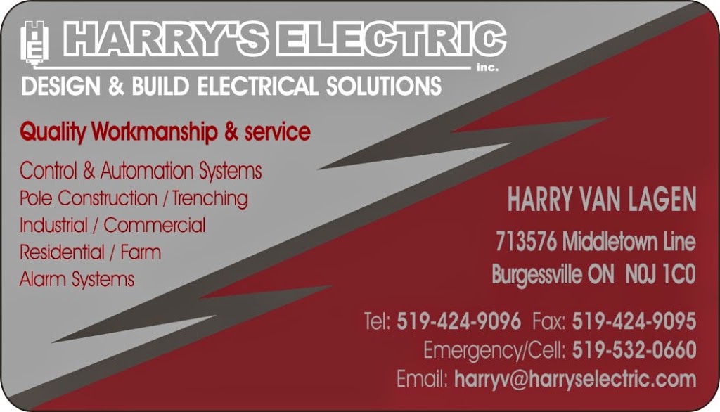 Harrys Electric Inc | 713576 Middletown Line, Burgessville, ON N0J 1C0, Canada | Phone: (519) 424-9096