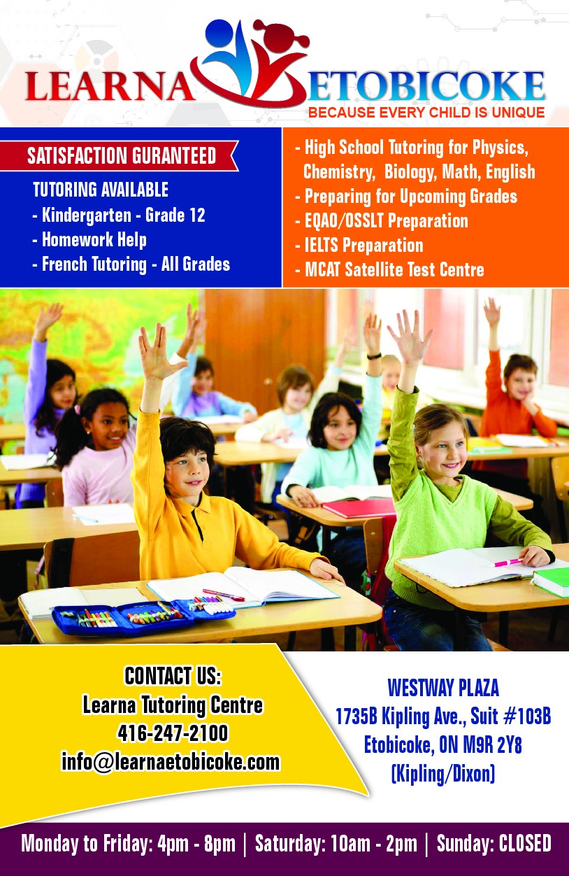 Learna Etobicoke | 1723 Kipling Ave #9, Etobicoke, ON M9R 4E1, Canada | Phone: (416) 247-2100