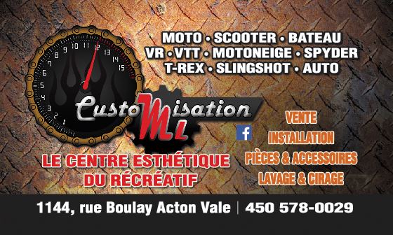 CUSTOMISATION.ML | 1144 Rue Boulay, Acton Vale, QC J0H 1A0, Canada | Phone: (450) 578-0029