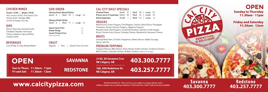 Cal City Pizza | meal takeaway | 30 Savanna Cres NE, Calgary, AB T3J 2E9, Canada | 4033007777 OR +1 403-300-7777