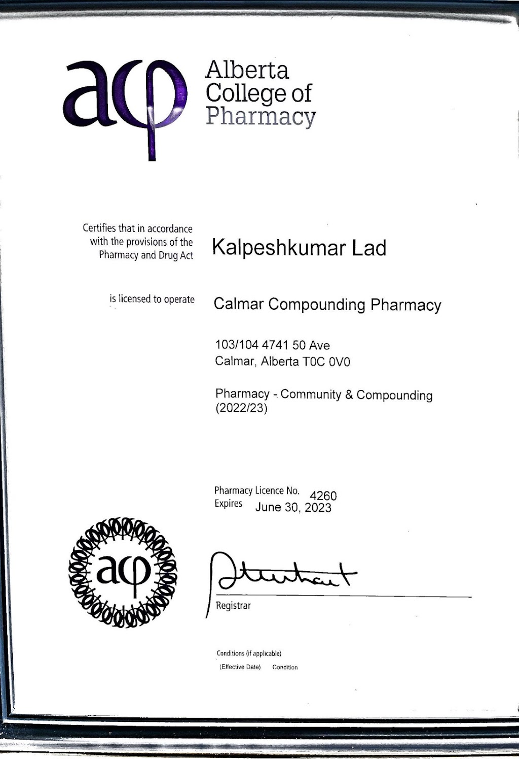 Calmar Compounding Pharmacy | 4741 50 Ave #103, Calmar, AB T0C 0V0, Canada | Phone: (780) 900-0222