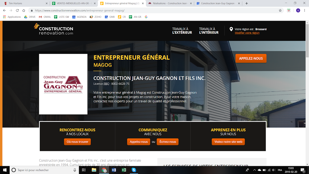 Construction Jean-Guy Gagnon | 134 Rue Alida, Magog, QC J1X 3W5, Canada | Phone: (819) 578-2921