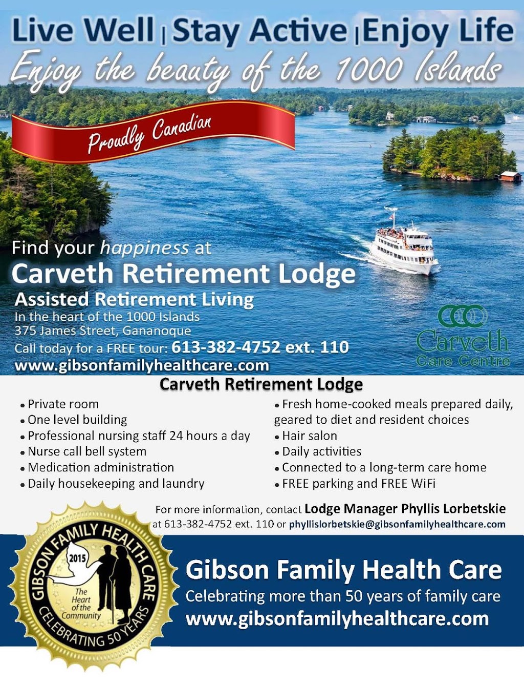Carveth Care Centre | 375 James St, Gananoque, ON K7G 2Z1, Canada | Phone: (613) 382-4752