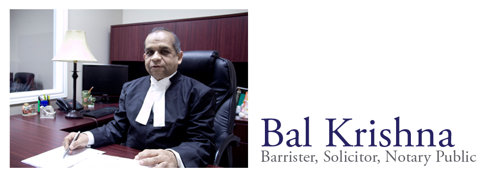 Law Office of Bal Krishna | 2970 Drew Rd #107, Mississauga, ON L4T 0A6, Canada | Phone: (905) 672-0129