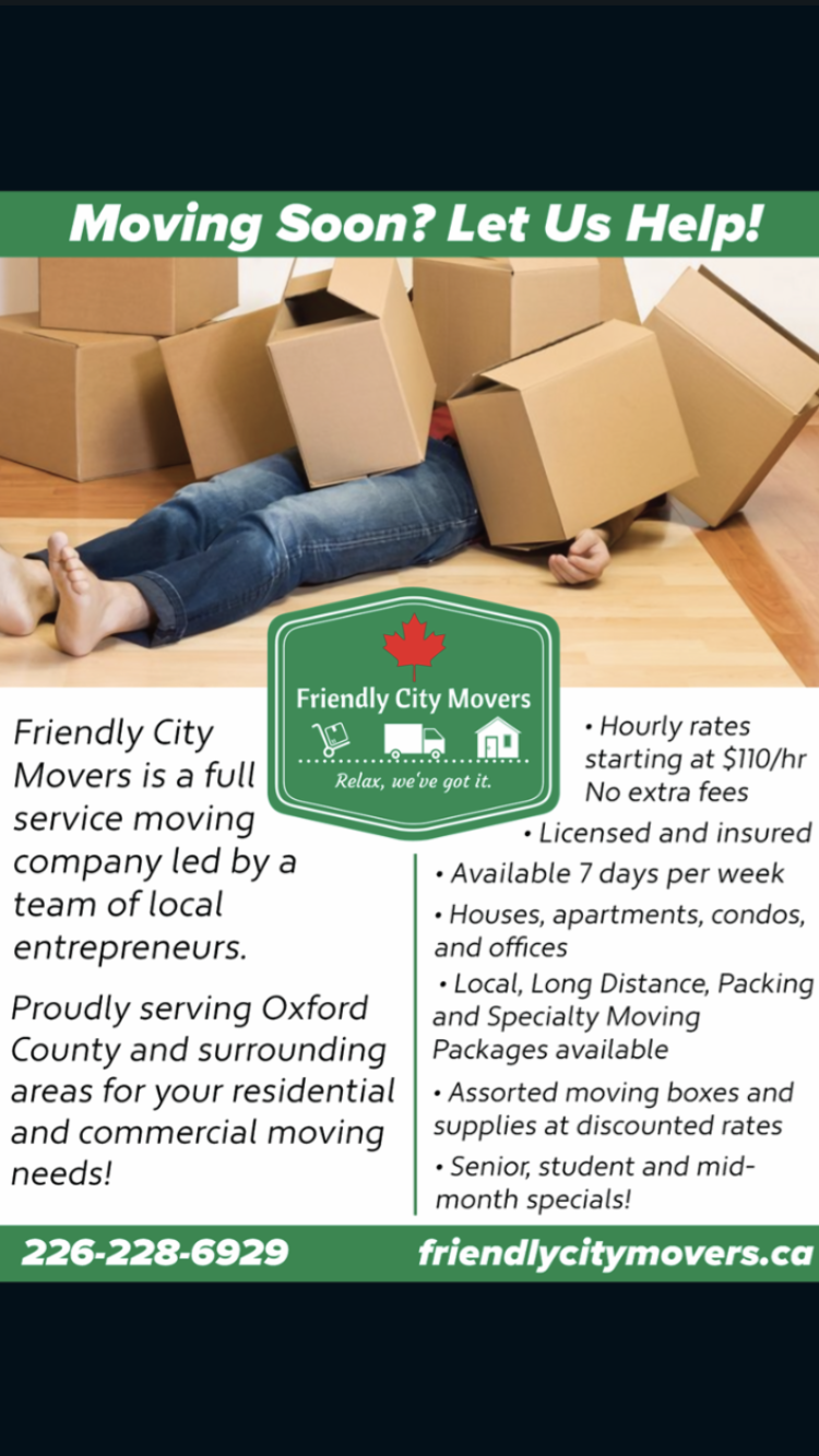 Friendly City Movers | 308 Mill St, Woodstock, ON N4S 2X5, Canada | Phone: (226) 228-6929