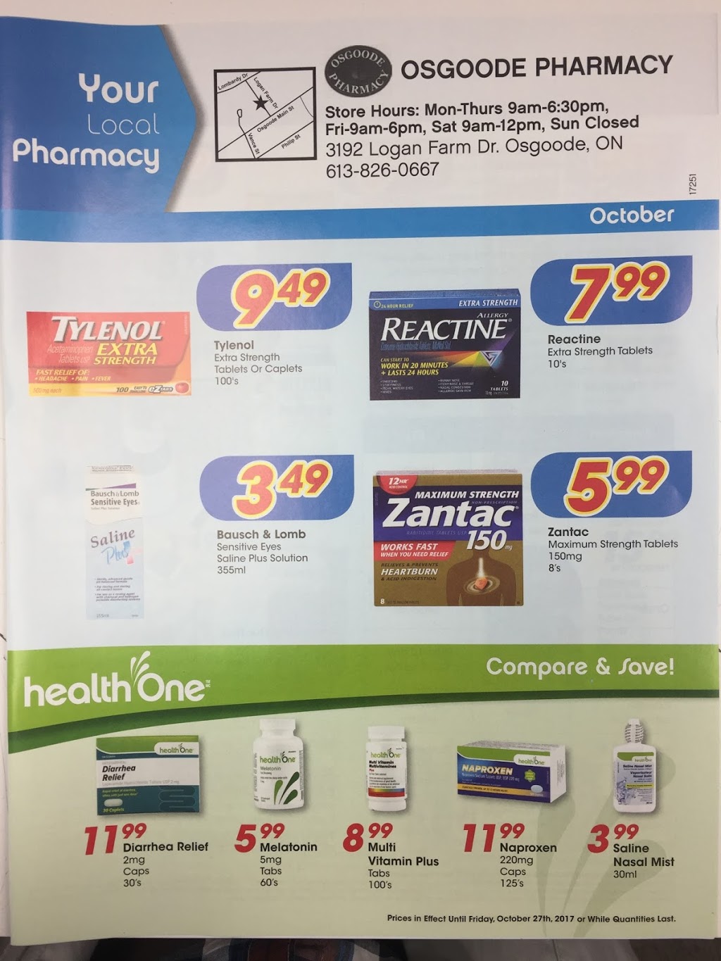 Osgoode Pharmacy | 3192 Logan Farm Dr, Osgoode, ON K0A 2W0, Canada | Phone: (613) 826-0667