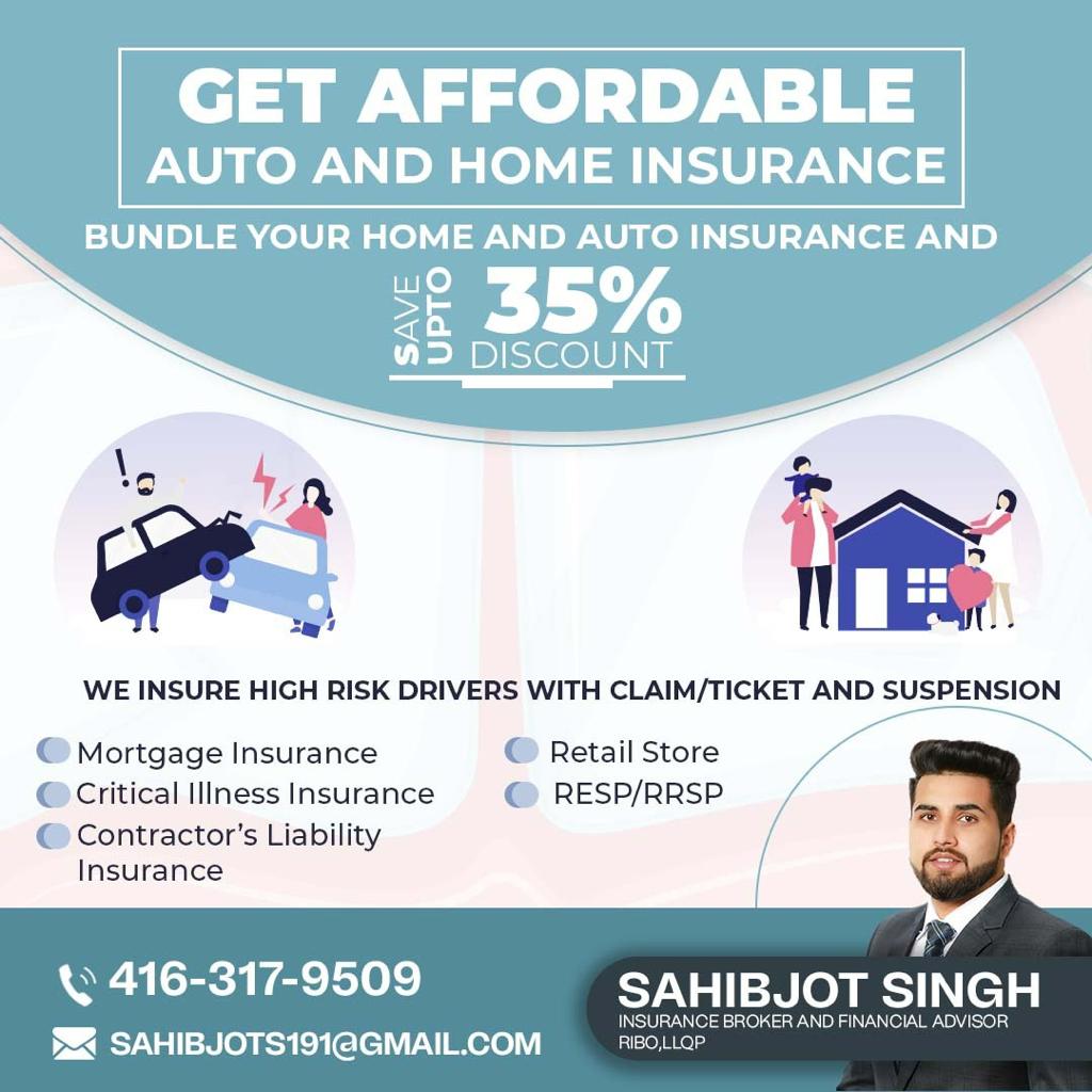 Sahibjot Singh — Insurance Broker | 241 Clarence St Unit # 28, Brampton, ON L6W 4P2, Canada | Phone: (416) 317-9509
