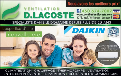 Donald Lacoste Ventilation Inc | 1773 Boulevard Taschereau, Longueuil, QC J4K 2X9, Canada | Phone: (450) 674-7007