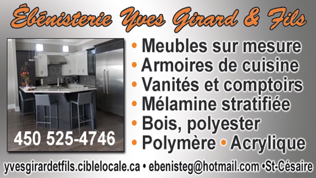 Ébénisterie Yves Girard & Fils | 1006 Avenue Denicourt, Saint-Césaire, QC J0L 1T0, Canada | Phone: (450) 525-4746