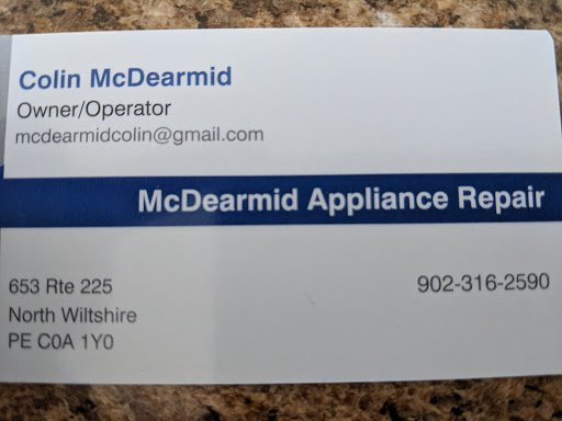 MCDEARMID APPLIANCE REPAIR | 653 Route 225, North Wiltshire, PE C0A 1Y0, Canada | Phone: (902) 316-2590