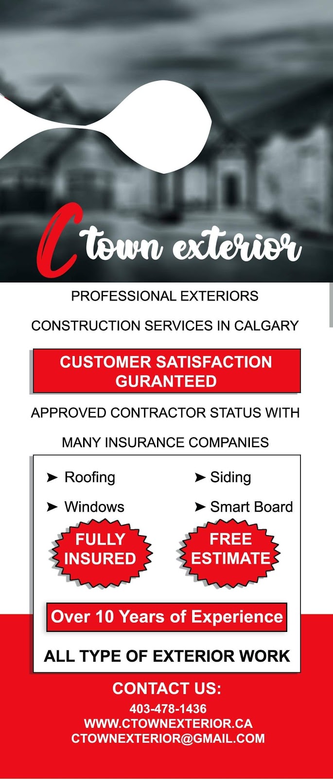 C Town Exterior Ltd | point of interest | 139 Saddlecrest Gardens NE, Calgary, AB T3J 0C3, Canada | 4034781436 OR +1 403-478-1436