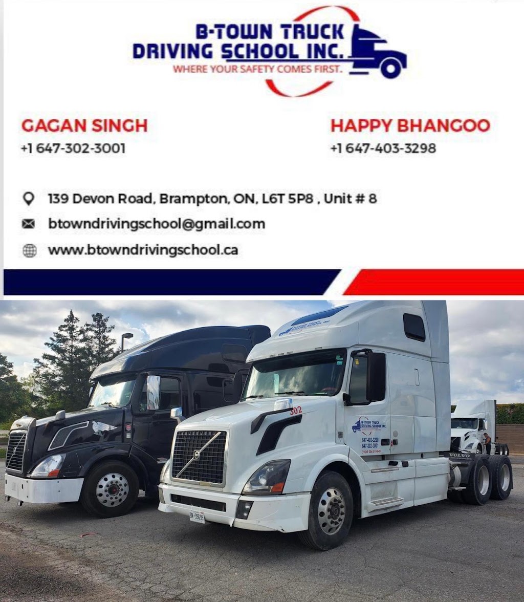 B Town Truck Driving school | 139 Devon Rd Unit #8, Brampton, ON L6T 5P8, Canada | Phone: (647) 302-3001