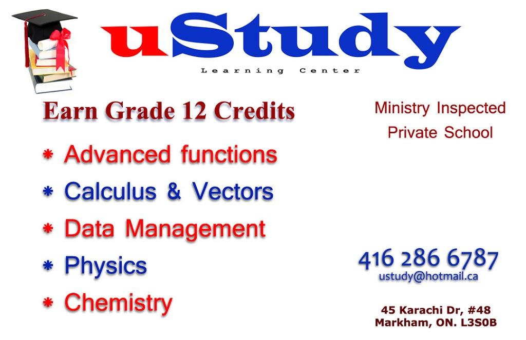 uStudy Learning Center | 45 Karachi Dr, Markham, ON L3S 0B5, Canada | Phone: (905) 554-6667