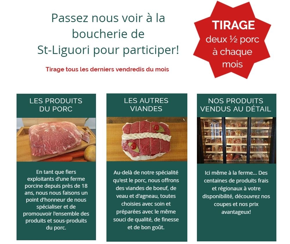 Boucherie Au Pignon Vert | l RR 1, 290 Rang de lÉglise, Saint-Liguori, QC J0K 2X0, Canada | Phone: (450) 754-2764
