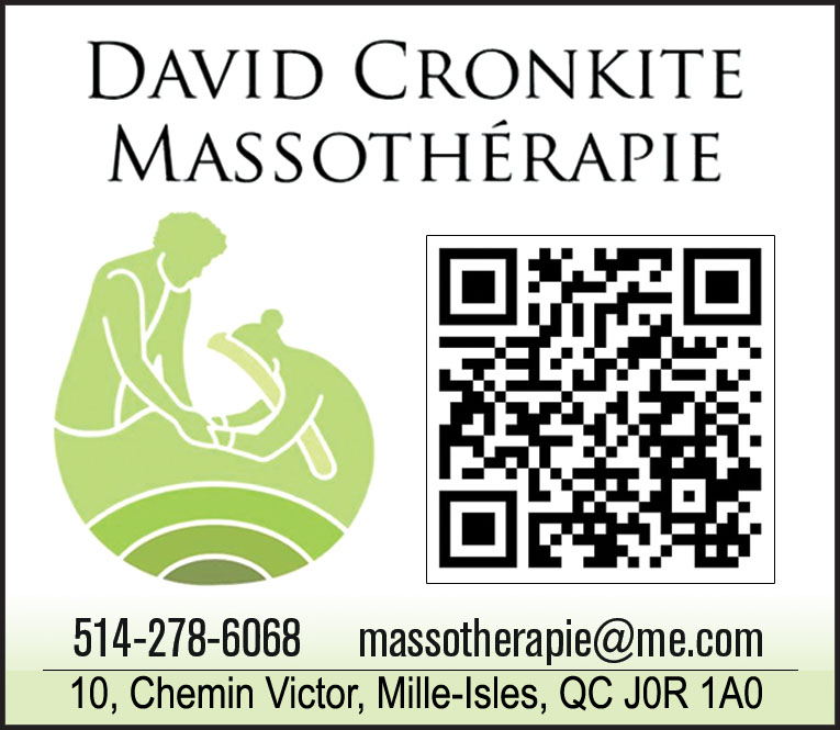 David Cronkite - Massothérapie | 10 Chem. Victor, Mille-Isles, QC J0R 1A0, Canada | Phone: (514) 278-6068