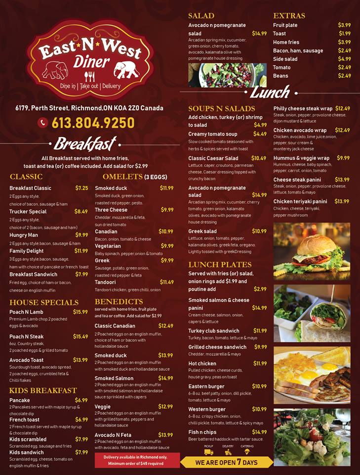 East N West Diner | 50-6179 Perth St, Richmond, ON K0A 2Z0, Canada | Phone: (613) 838-3888