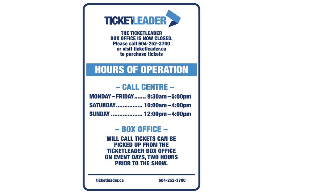 TicketLeader (Box Office) - 100 N Renfrew St, Vancouver, BC V5K 3N7, Canada