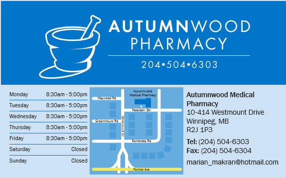 Autumnwood Medical Pharmacy | 414 Westmount Dr, Winnipeg, MB R2J 1P3, Canada | Phone: (204) 504-6303