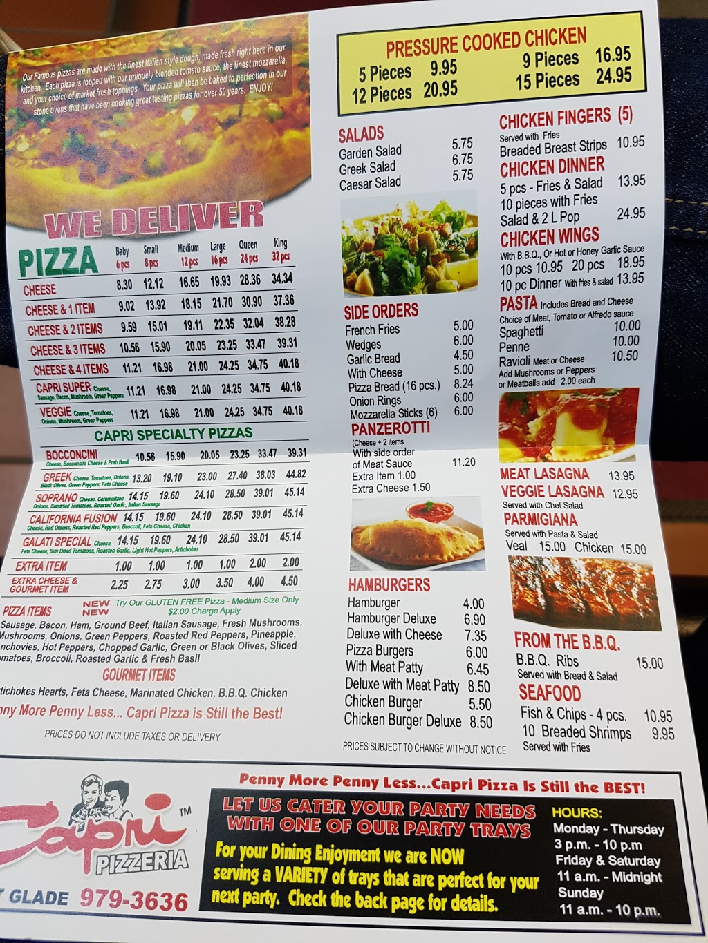 Capri Pizza | 9931 Tecumseh Rd E, Windsor, ON N8R 1A5, Canada | Phone: (519) 979-3636