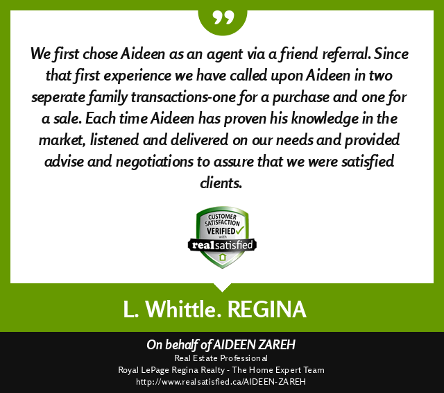 Aideen Zareh - The Home Expert Team - Royal LePage Regina Realty | 3889 Arcola Ave E, Regina, SK S4V 1P5, Canada | Phone: (306) 591-6915