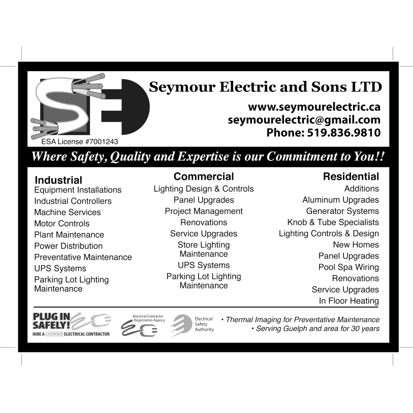 Seymour Electric Ltd | 7907 Wellington Rd 124, Guelph, ON N1H 6H7, Canada | Phone: (519) 836-9810