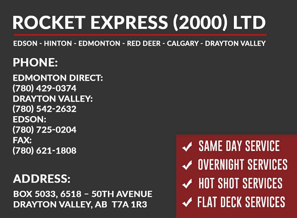 Rocket Express (2000) Ltd. - LTL Freight Courier Company | 6518 50 Ave, Drayton Valley, AB T7A 1R3, Canada | Phone: (780) 542-2632