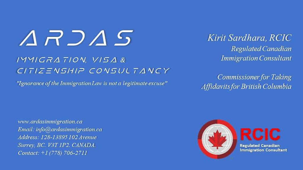 Ardas Immigration, Visa & Citizenship Consultancy - AIVCC | 13895 102 Ave #128, Surrey, BC V3T 1P2, Canada | Phone: (778) 706-2711