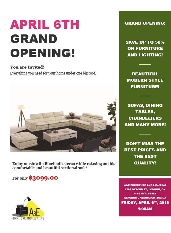 A & E Furniture and Lighting | 1299 Oxford St E Unit 5 A, London, ON N5Y 4W5, Canada | Phone: (519) 807-1336