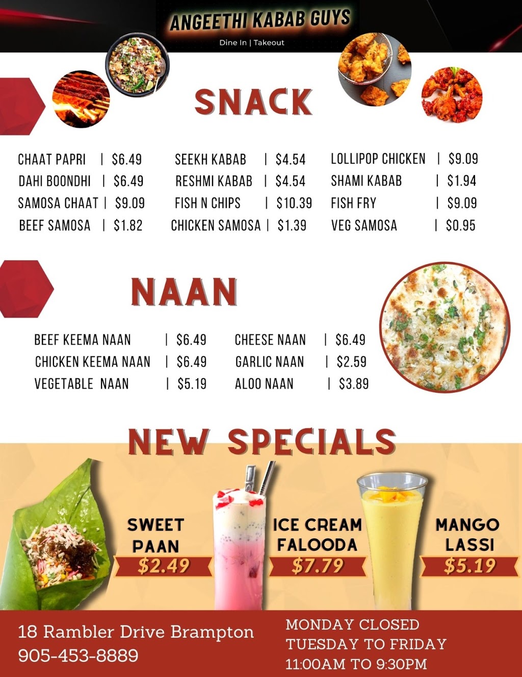 ANGEETHI KABAB GUYS | 18 Rambler Dr, Brampton, ON L6W 1E2, Canada | Phone: (905) 453-8889