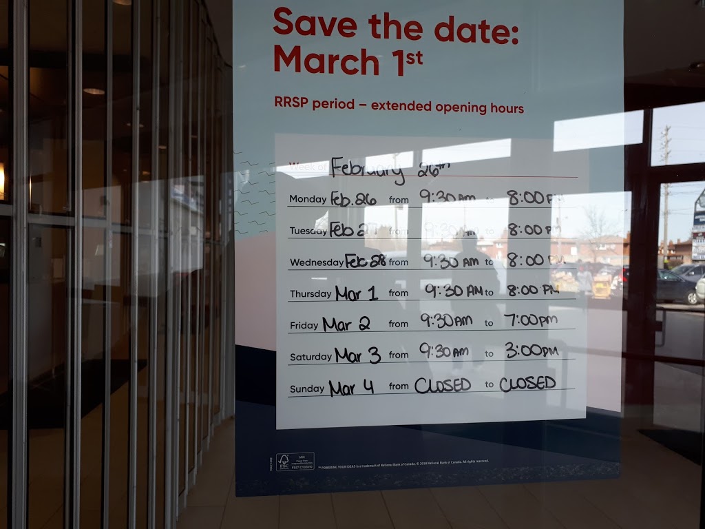 National Bank | 2200 Martin Grove Rd, Etobicoke, ON M9V 5H9, Canada | Phone: (416) 744-2910