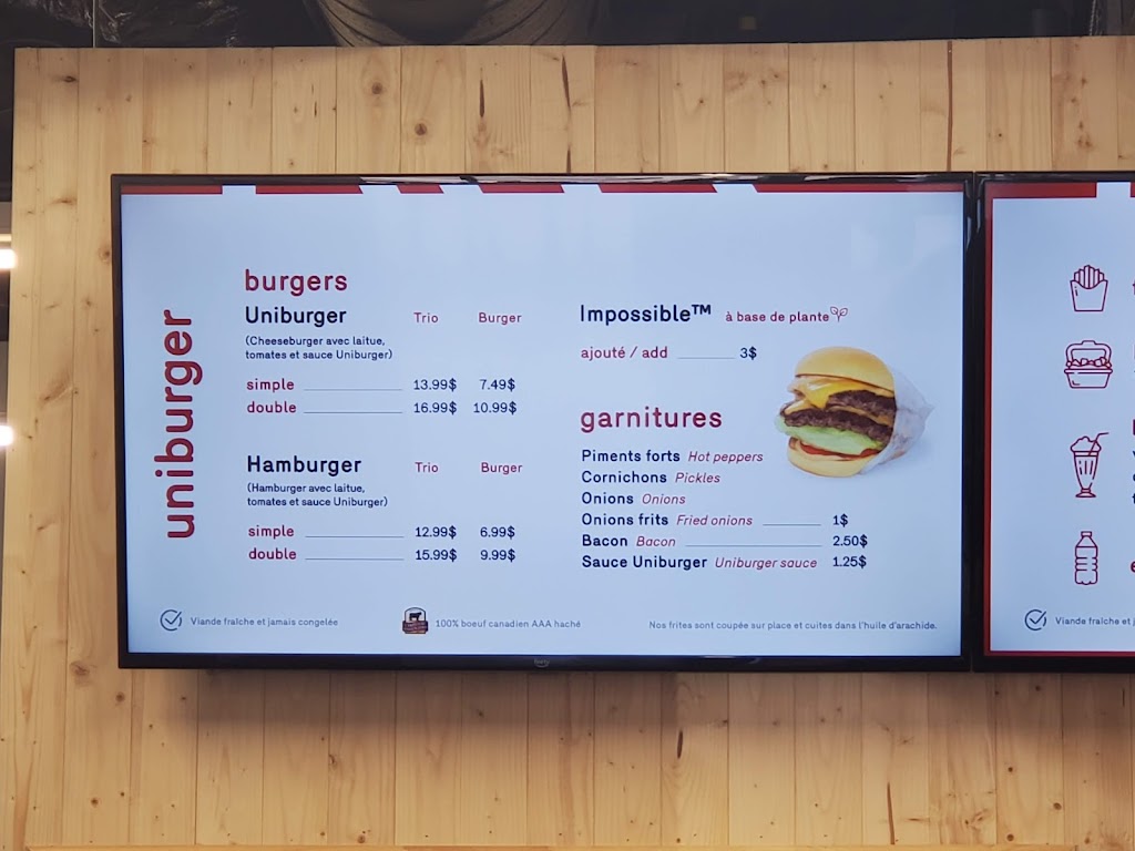 Uniburger | 550 Bd du Curé-Labelle, Sainte-Rose, QC H7L 4V6, Canada | Phone: (579) 641-1004