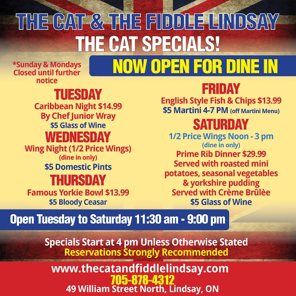 The Cat & The Fiddle Lindsay | 49 William St N, Lindsay, ON K9V 3Z9, Canada | Phone: (705) 878-4312