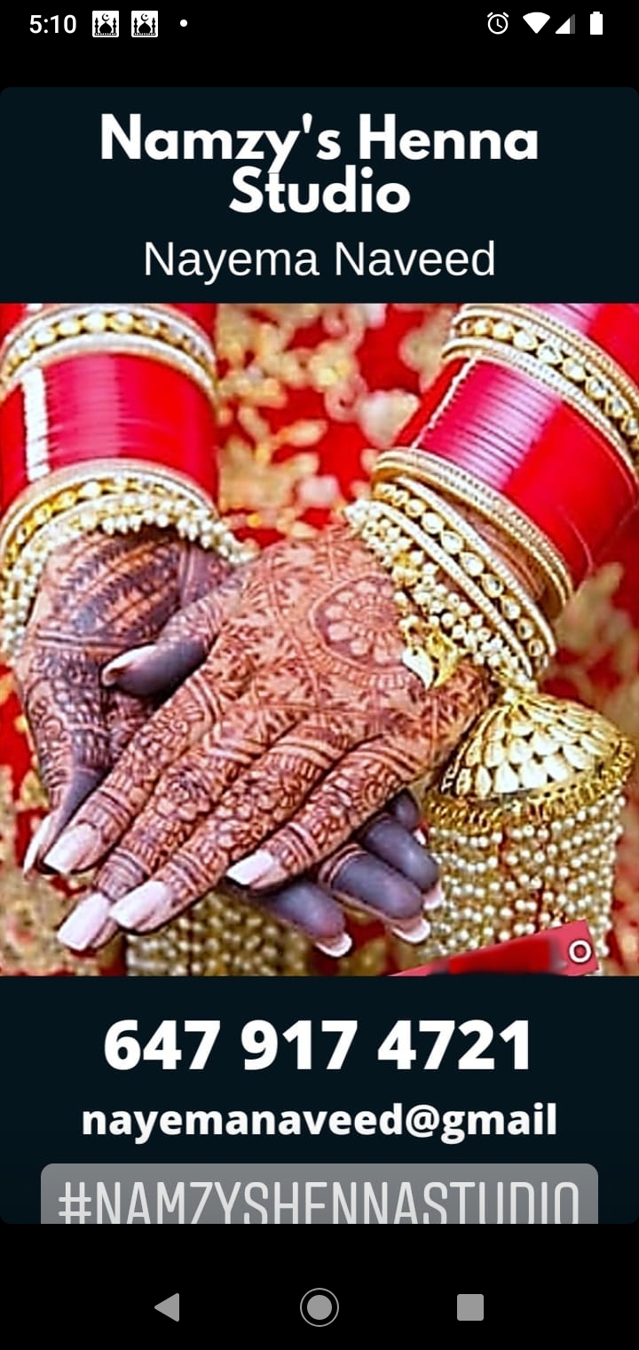 Namzys Henna Studio | 80 Coachlight Crescent, Brampton, ON L6P 2Y8, Canada | Phone: (647) 917-4721